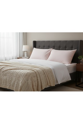 2 Li Kapaklı Yastık Kılıfı Seti 50 70 Cm Dayanıklı, Yumuşak Dokulu, Otel Kalitesi Pudra