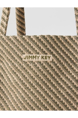 Jimmy Key Jimmy Key Haki Çizgi Desenli Dokulu El Ve Omuz Çantası 6sw377670310