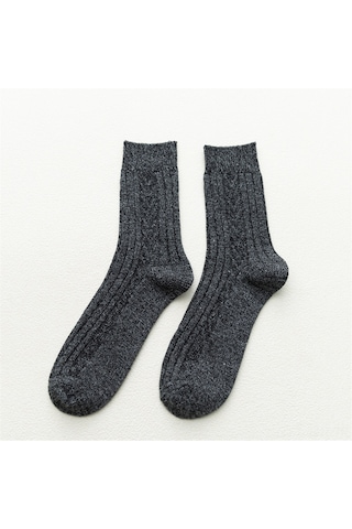 Geeroyoo Kışlık Kalın Yünlü Erkek Kadın Çorapları, Isı Sağlama, Nem Emici, Orta Boy, Dayanıklı, 5 Renk Rastgele, Tek Adet Siyah
