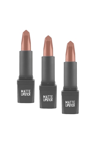 Tr Yoğun Renk Veren Uzun Süre Kalıcı Nemlendirici Kadifemsi Mat Ruj - Matte Lipstick 402 Nude 3 Paketi Genel