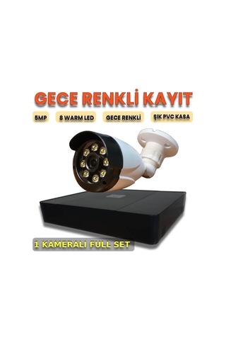 1 Kameralı Hareket Algılamalı 5mp Sony Lensli Pvc Kasa Güvenlik Kamerası Seti