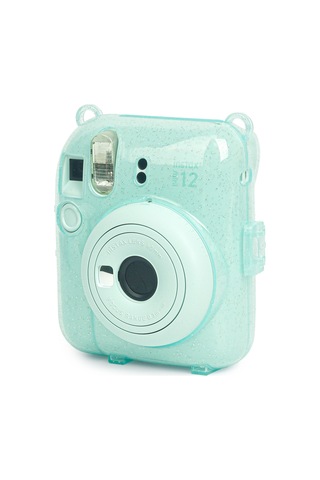 Fujifilm Instax Mini 12 Fotoğraf Makinesi + 20'li Film + Kıskaçlı Resim Standı + Simli Pleksi Kılıf Seti Yeşil