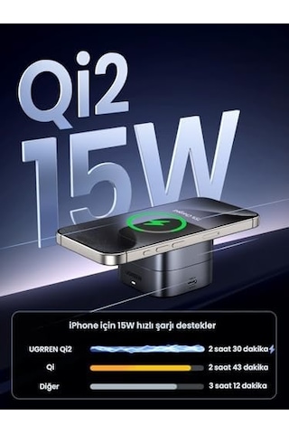Magflow Qi2 Sertifikalı 15w 2&apos Si 1 Arada Katlanabilir Şarj İstasyonuşarj Standı İphone 16,16 Pro,16 Pro Max,15,14,13, Airpods İçin Magsafe Şarj Cihazı İle Uyumlu, Bekleme İşlevini Destekler