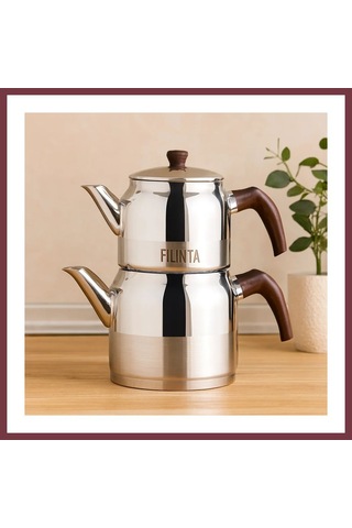 Storeşahin Orta Boy Çelik Çaydanlık Seti Çift Kapaklı, Süzgeçli 1.25l/2.25l Shn0720