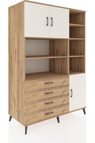 Kronos Dolap 9 Raflı 4 Çekmeceli 3 Kapaklı 132x59x195 Çam-aytaşı/çam Aytası/atlas Çam - Atlas Çam