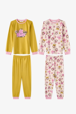Penti Kız Çocuk Kindly Friends Uzun Kollu Pamuklu 2li Pijama Takımı Çok Renkli