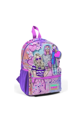 Minik Yuva Sırt Çantası Pembe Mor Fashion Girl Desenli İki Bölmeli 23555