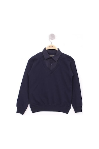 Toontoy Kids Toontoy Erkek Çocuk Gömlek Yaka Okul Sweatshirt Lacivert