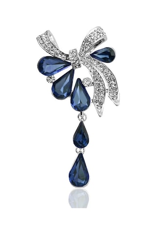 Sones Kadın Matkap Damla Kelebek Düğümlü Broş Mavi