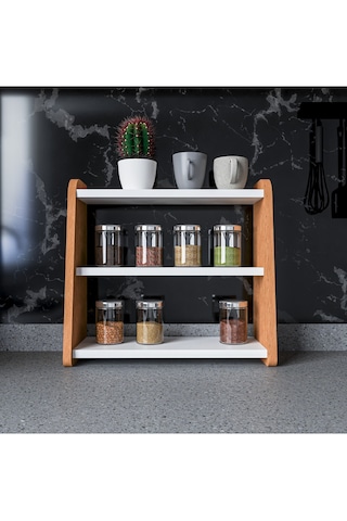 Alpa Ev Mobilya 3 Katlı Tezgah Üstü Organizer, Modern Mutfak Rafı Ve Çok Amaçlı Düzenleyici Atlantik Çam-beyaz