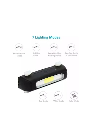 Mavi-kırmızı Çakarlı, 120 Lümen Usb Şarjlı Bisiklet Stop Lambası