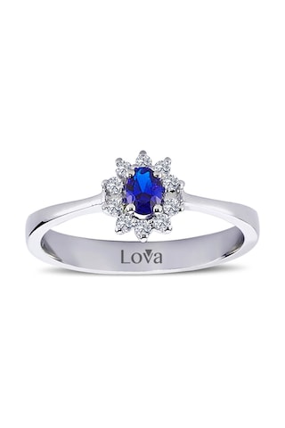 Lova Pırlantalı Oval Safir Anturaj Yüzük - 1050243