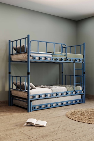 Argimo Zambak Yavrulu Genç Çocuk Odası Metal Mavi Ranza 90x200