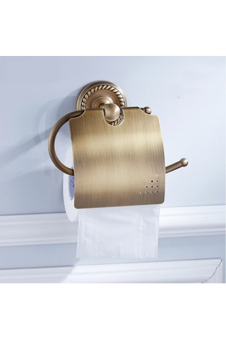 Fause Kapaklı Tuvalet Kağıtlık Vintage Antik Pirinç