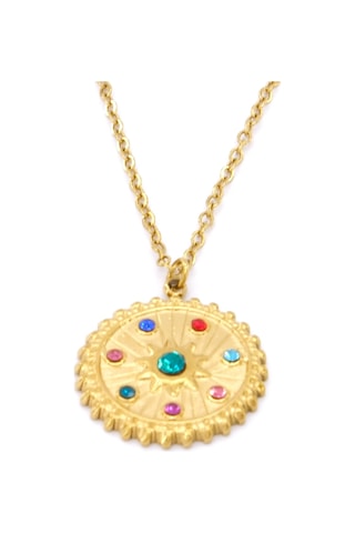 Çelik Kolye, Altın Kaplama Zodyak Burçlar Çemberi Kadın Kolye K-123 Altın