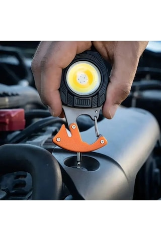 Q-max Çok Fonksiyonlu Mini Led Lamba Anahtarlık Ve Çakmak Usb Şarjlı Kamp İçin Taşınabilir Tam 7 Modlu Siyah