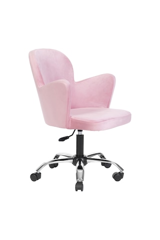 Markaelz Krom Metal Ayaklı Ofis Çalışma Sandalyesi Kelebek Pembe