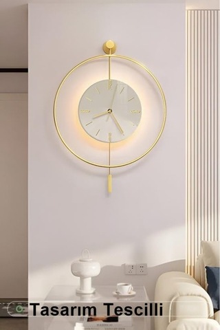 Iskandinav Kristal 60 Cm Gold - Pilli Led 3adet Pil Ile Geldmektedir - Metal Duvar Saati Diğer