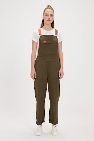 Taya Haki Yandan Cepli Kadın Tulum-haki Haki