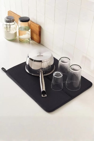 Siyah Renkli Ekstra Emici Bulaşık Kurutma Matı & Mutfak Tezgah Üstü Örtüsü 45x34 Cm