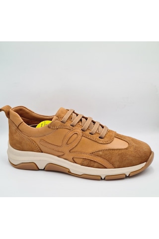 Mammamia D26ya-3575 Taba Renk Hakiki Deri Lastik Bağcıklı Kadın Günlük Casaul Sneaker Ayakkabı Taba