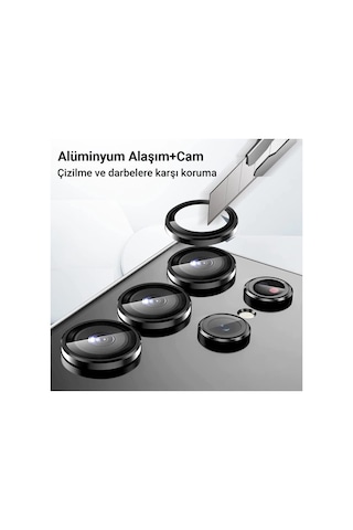 Samsung Galaxy Uyumlu Z Fold 5 Valdez Metal Kamera Lens - Krem Siyah