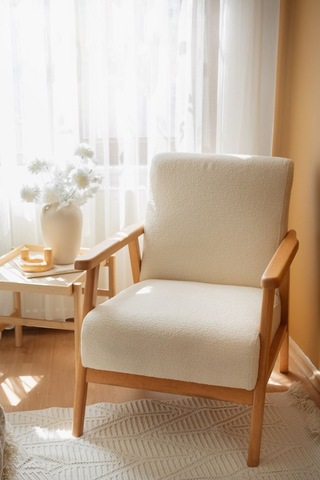 Nika Ahşap Berjer Beyaz