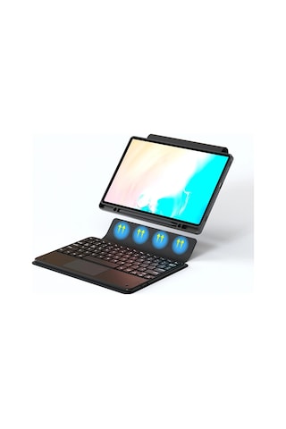 Galaxy Uyumlu Tab S9 Fe Plus Zore Border Keyboard Bluetooh Bağlantılı Standlı Klavyeli Tablet Kılıfı Klasik