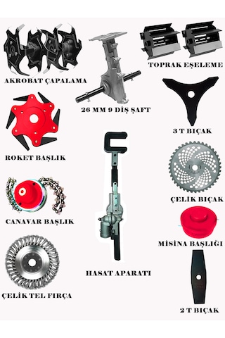 Eisenn BC520 12 Parça Sırt Tırpan + Çapalama Aparatları + Zeytin Toplama Set