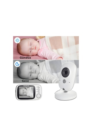 Vb603 3.2 İnç Lcd 2.4ghz Kablosuz Gözetim Kamerası Bebek Monitörü, İki Yönlü Konuşma Desteği, Gece Görüşü Beyaz