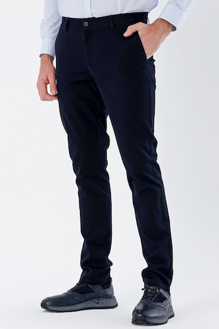 İmza Koyu Lacivert Armürlü %100 Pamuk Yan Cepli Slim Fit Dar Kesim Casual Pantolon 1003235117-koyu Lacivert Koyu Lacivert