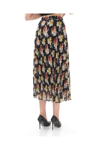 Soralline Kadın Plisoley Etek 786 Şifon Empirme Gül Siyah