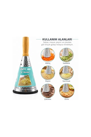 Büro Ev Ofis Mutfağı İçin 3bölme Ahşap Bambu Saplı Silikon Taban Paslanmaz Çelik Huni Rende Diğer