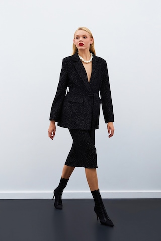 Sateen Midi Boy Tüvit Etek - Siyah-135026 Siyah