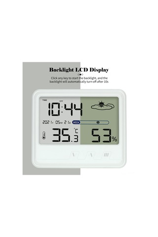 Xiyyadms Beyaz Usb Şarjlı Ev İçi Dijital Sicaklık Nem Ölçer - Lcd Ekran, Işık, Hatırlama, Takvim, Alarm, Duvar/tablo Tipi
