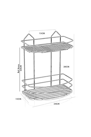 Teknotel Iki Katlı Banyo Duş Rafı Krom Bk008 Krom