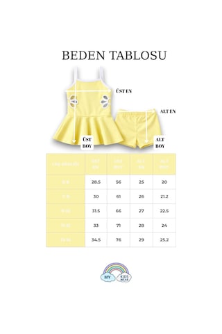 My Kids Wear Kız Çocuk Nakış Detaylı Garson Boy Mayo 5-14 Yaş 12589 Sarı