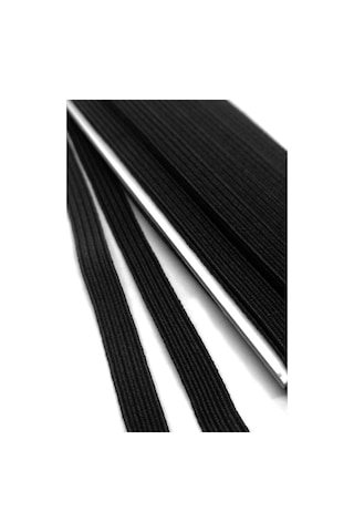 Siyah 6 Mm 5 Mt Dayanıklı Sert Yassı Elastik Şerit Lastik