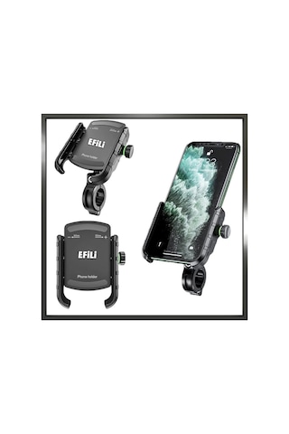 Efili Motosiklet Bisiklet Scotter Telefon Tutucu Genişlik Ayarlı Siyah
