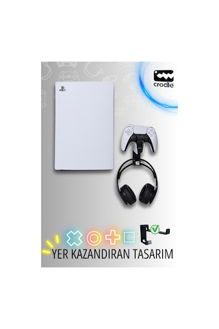 Duvar Standı PS5 ve Dualsense Şarj İstasyonu İçin Joystick Konsol Tutacağı 2'li Paket