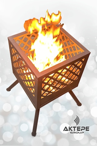 Bahçe Şöminesi Ateş Çukuru 60 Litre Büyük Boy Şömine Bahçe Sobası Balkon Isıtma Fire Pit