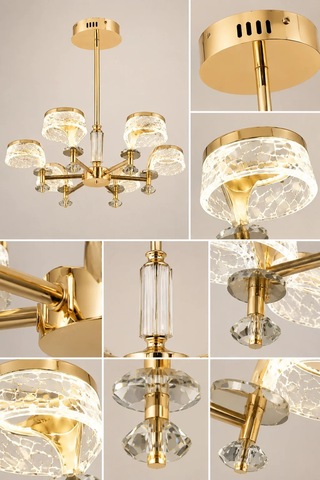 6'lı Modern Premium Gold 3 Renkli Ledli Sarkıt Avizesi Salon Mutfak Oturma Odası Şık Modelleri 28w