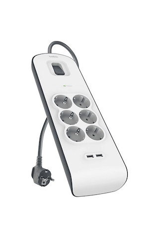 Belkın Bsv604 2 Metre 6'lı Usb-a Akım Korumalı Priz Beyaz