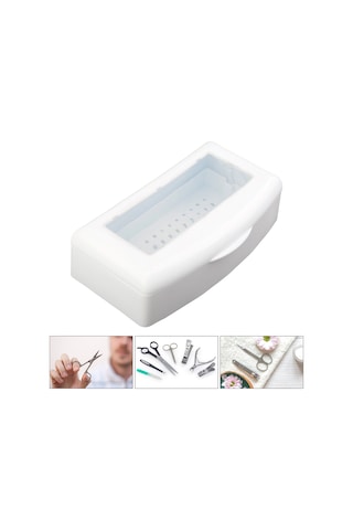 Mufunye Plastik Manikür Aletleri Dezenfeksiyon Kutusu - Otomatik Kaldırılan Tabak, Şeffaf Kapak, Taşınabilir Temizlik Gereci