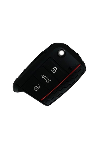 Silikon Anahtar Kabı- Volkswagen/Golf7 Siyah-Kırmızı Çizgili / Sy