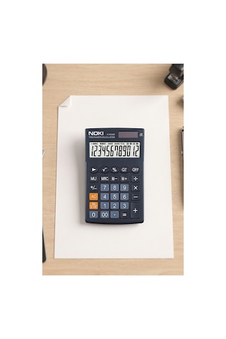 Hesap Makinesi Siyah 11x17 Cm 1 Adet Noki Mc008 12 Haneli Küçük Boy Masaüstü Hesap Makinası Kaliteli Ofis Büro