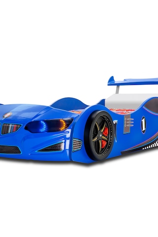 Gt2 - Arabalı Yatak - Araba Yatak, Işıklı, Mavi Tek Kişilik