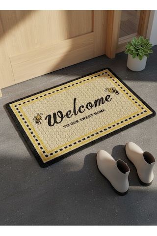 Hijyenik Kıvırcık Paspas 40x60 Cm - Islaklık Emici Kapı Önü Paspası Sarı
