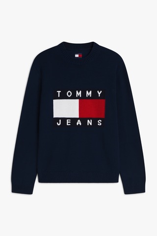 Tommy Hilfiger Tjm Reg Flag Sweater Cnck Erkek Mavi Kazak - Dm0dm23413