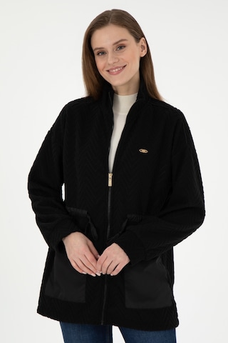U.S. Polo Assn. Kadın Siyah Fermuarlı Dik Yaka Sweatshirt 50297364-VR046